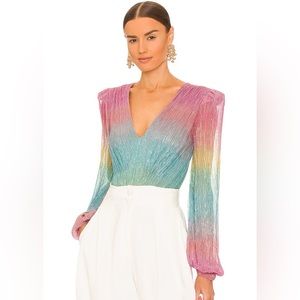 NWOT PatBO Prism Plunge Bodysuit in Rainbow Metallic